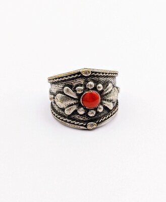 Silver Plated with Polymer Clay Inlay Statement Ring - image1